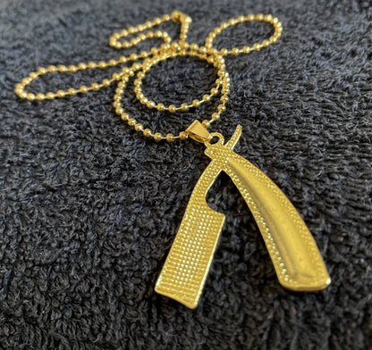 Barber Shavette necklace - gold-colored metal